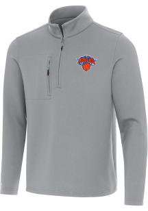 Antigua New York Knicks Mens Grey Insider Long Sleeve Qtr Zip Pullover
