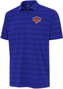 Antigua New York Knicks Mens Blue Tunnel Short Sleeve Polo