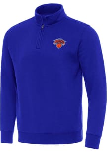 Antigua New York Knicks Mens Blue Victory Long Sleeve Qtr Zip Pullover