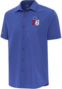 Antigua Philadelphia 76ers Mens Blue Activate Short Sleeve Dress Shirt