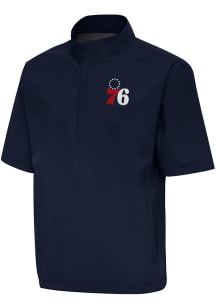 Antigua Philadelphia 76ers Mens Navy Blue Brisk Short Sleeve Jacket