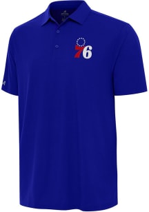 Antigua Philadelphia 76ers Mens Blue Era Short Sleeve Polo