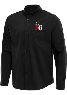 Antigua Philadelphia 76ers Mens Black Flight Long Sleeve Dress Shirt