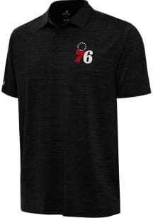 Antigua Philadelphia 76ers Mens Black Layout Short Sleeve Polo