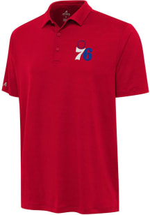 Antigua Philadelphia 76ers Mens Red Reprocess Recycled Short Sleeve Polo