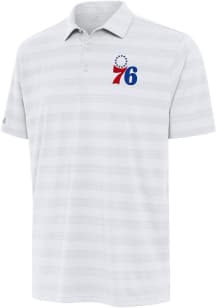 Antigua Philadelphia 76ers Mens White Tunnel Short Sleeve Polo