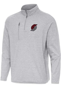 Antigua Portland Trail Blazers Mens Grey Certain Long Sleeve Qtr Zip Pullover
