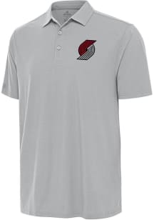 Antigua Portland Trail Blazers Mens Grey Era Short Sleeve Polo
