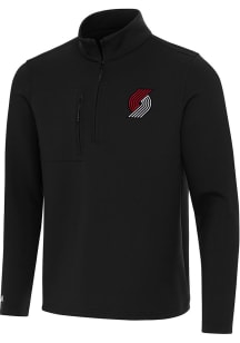 Antigua Portland Trail Blazers Mens Black Insider Long Sleeve Qtr Zip Pullover