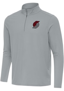Antigua Portland Trail Blazers Mens Grey Intent Long Sleeve Qtr Zip Pullover