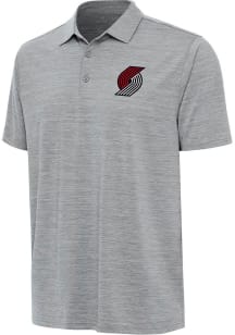 Antigua Portland Trail Blazers Mens Grey Layout Short Sleeve Polo