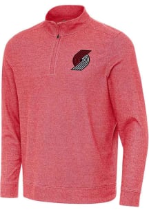 Antigua Portland Trail Blazers Mens Red Subtle Long Sleeve Qtr Zip Pullover