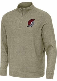 Antigua Portland Trail Blazers Mens Olive Subtle Long Sleeve Qtr Zip Pullover