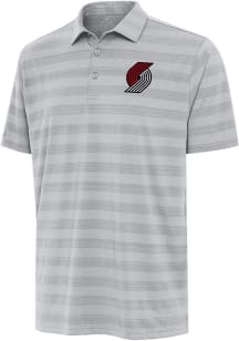Antigua Portland Trail Blazers Mens Grey Tunnel Short Sleeve Polo