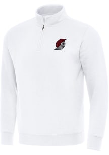 Antigua Portland Trail Blazers Mens White Victory Long Sleeve Qtr Zip Pullover