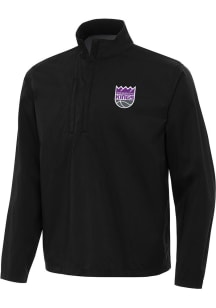 Antigua Sacramento Kings Mens Black Brisk Long Sleeve Qtr Zip Pullover