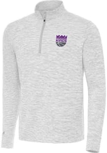 Antigua Sacramento Kings Mens Grey Cause Long Sleeve Qtr Zip Pullover