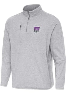 Antigua Sacramento Kings Mens Grey Certain Long Sleeve Qtr Zip Pullover