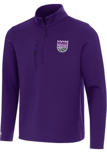 Antigua Sacramento Kings Mens Purple Insider Long Sleeve Qtr Zip Pullover