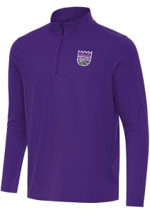 Antigua Sacramento Kings Mens Purple Intent Long Sleeve Qtr Zip Pullover