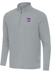 Antigua Sacramento Kings Mens Grey Intent Long Sleeve Qtr Zip Pullover