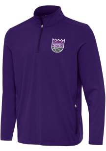 Antigua Sacramento Kings Mens Purple Perilous Long Sleeve Qtr Zip Pullover