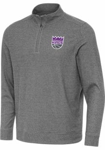 Antigua Sacramento Kings Mens Black Subtle Long Sleeve Qtr Zip Pullover