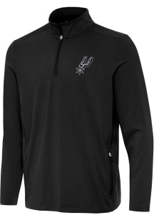 Antigua San Antonio Spurs Mens Black Perilous Long Sleeve Qtr Zip Pullover