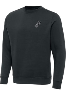 Antigua San Antonio Spurs Mens Charcoal Victory Long Sleeve Crew Sweatshirt
