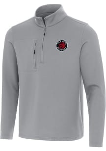 Antigua Toronto Raptors Mens Grey Insider Long Sleeve Qtr Zip Pullover