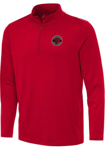 Antigua Toronto Raptors Mens Red Reprocess Recycled Long Sleeve Qtr Zip Pullover