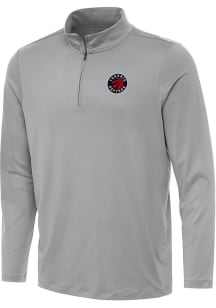 Antigua Toronto Raptors Mens Grey Reprocess Recycled Long Sleeve Qtr Zip Pullover