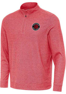 Antigua Toronto Raptors Mens Red Subtle Long Sleeve Qtr Zip Pullover