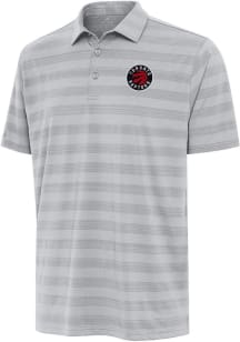 Antigua Toronto Raptors Mens Grey Tunnel Short Sleeve Polo