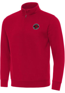Antigua Toronto Raptors Mens Red Victory Long Sleeve Qtr Zip Pullover