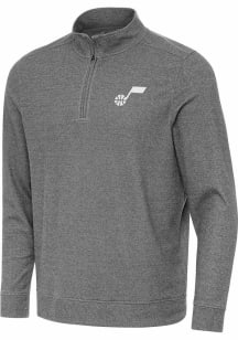 Antigua Utah Jazz Mens Black Subtle Long Sleeve Qtr Zip Pullover