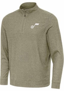 Antigua Utah Jazz Mens Olive Subtle Long Sleeve Qtr Zip Pullover