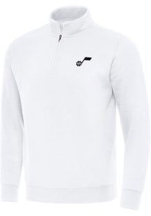 Antigua Utah Jazz Mens White Victory Long Sleeve Qtr Zip Pullover