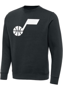 Antigua Utah Jazz Mens Charcoal Full Front Victory Long Sleeve Crew Sweatshirt