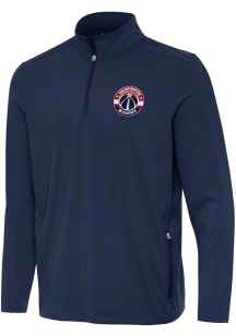 Antigua Washington Wizards Mens Navy Blue Perilous Long Sleeve Qtr Zip Pullover