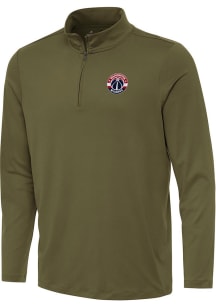 Antigua Washington Wizards Mens Olive Reprocess Recycled Long Sleeve Qtr Zip Pullover