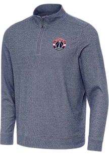 Antigua Washington Wizards Mens Navy Blue Subtle Long Sleeve Qtr Zip Pullover