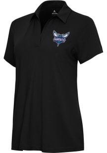 Antigua Charlotte Hornets Womens Black Era Short Sleeve Polo Shirt