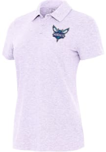 Antigua Charlotte Hornets Womens Lavender Matter Short Sleeve Polo Shirt