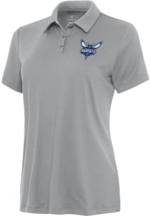 Antigua Charlotte Hornets Womens Grey Reprocess Recycled Short Sleeve Polo Shirt