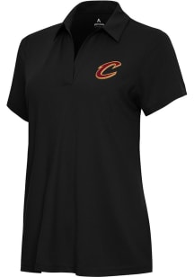 Antigua Cleveland Cavaliers Womens Black Era Short Sleeve Polo Shirt