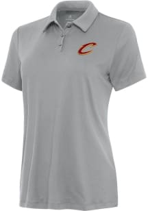 Antigua Cleveland Cavaliers Womens Grey Reprocess Recycled Short Sleeve Polo Shirt