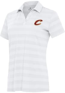 Antigua Cleveland Cavaliers Womens White Tunnel Short Sleeve Polo Shirt