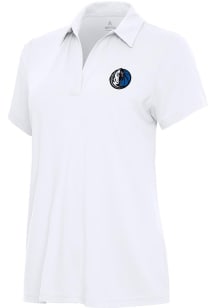 Antigua Dallas Mavericks Womens White Alternate Era Short Sleeve Polo Shirt