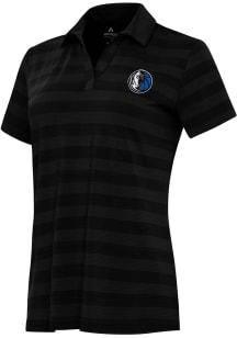 Antigua Dallas Mavericks Womens Black Alternate Tunnel Short Sleeve Polo Shirt